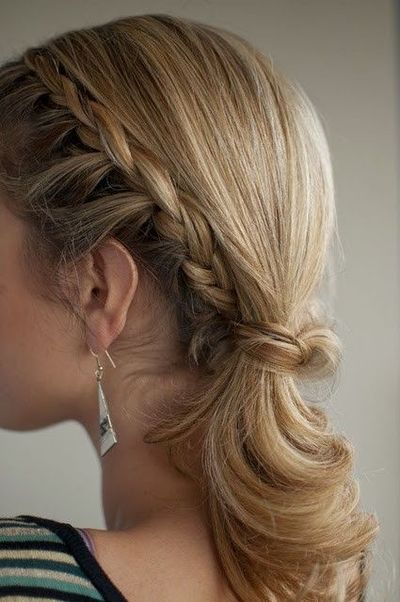 Waterfall braid ponytail