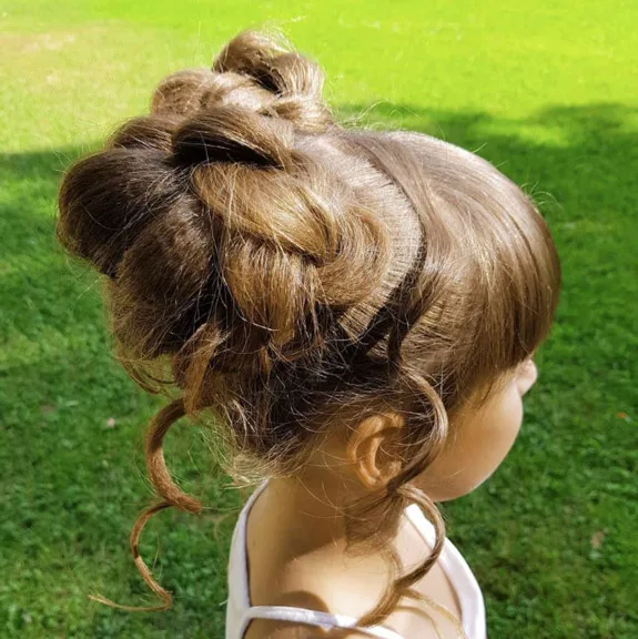 Curly Bans with Double Buns