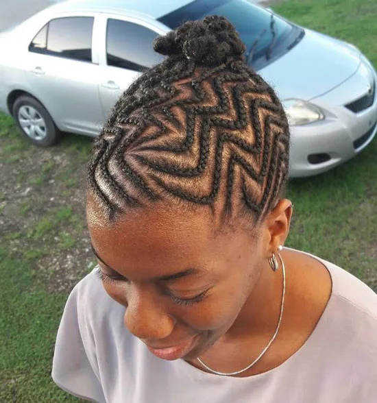 Zig Zag Braids With Bun