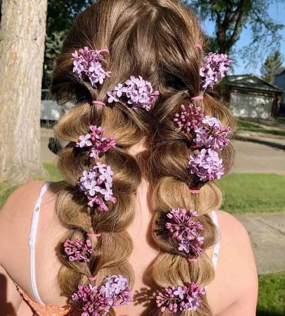 Bubble Braids with Flowers