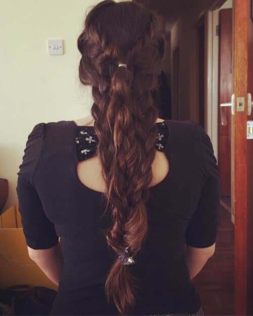 Double plaited mermaid hairstyle for long, luscious hair