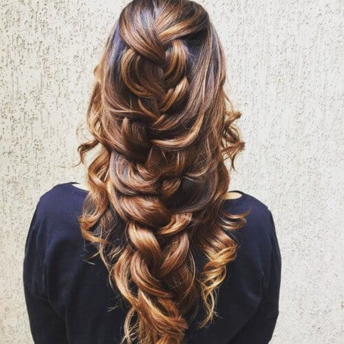 Loose thick mermaid braid hairstyle