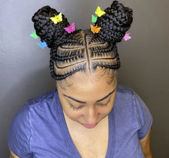 Double Bun Stitch Braids