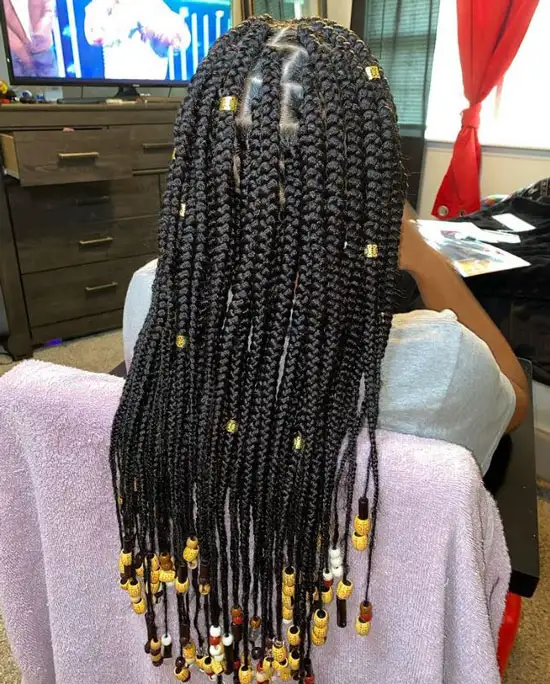 Jumbo Box Braids with Beads