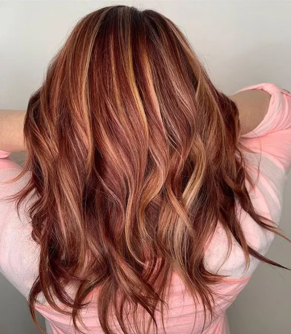 Dark red with blonde Highlights