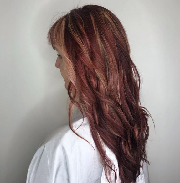 Red Brown Hair With Blonde Highlights