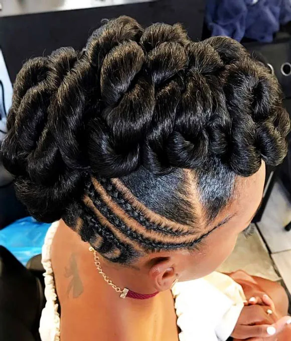 Cornrow braids into a faux hawk