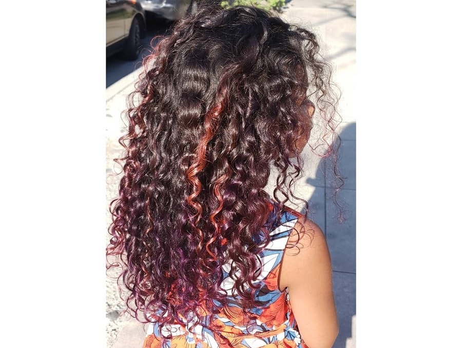 peekaboo highlights on curly hair