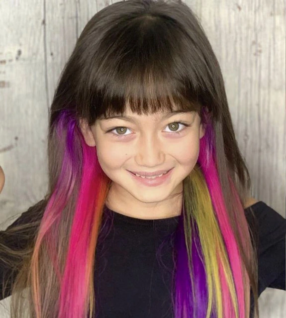 Multicolored hair with Bangs