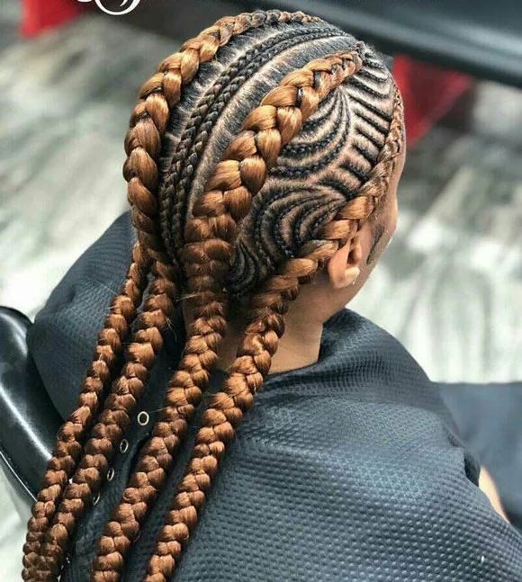 Thin and thick cornrow braids combo