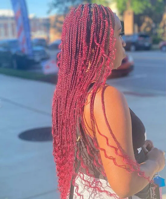 Behemian Box Braids With Color