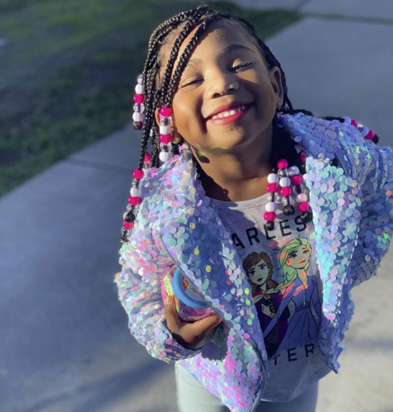 Box Braids with White Pink Beads