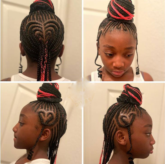 Heart Shaped Braids With Top Bun