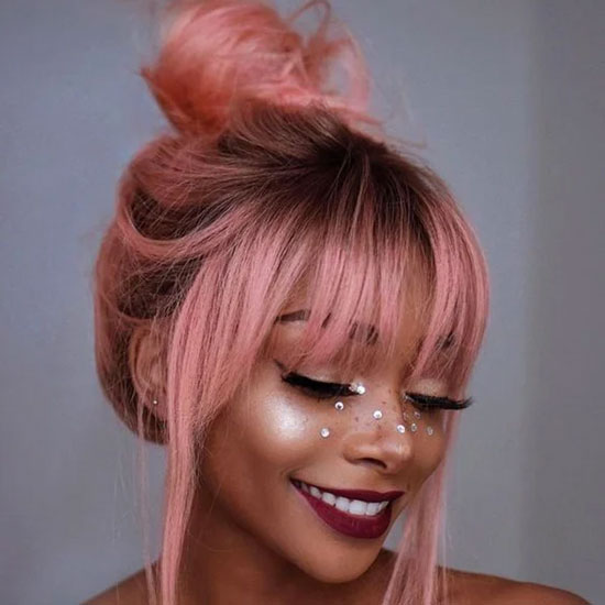 Pink Bun And Fringes