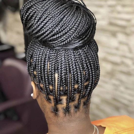 Box Braids In Bun