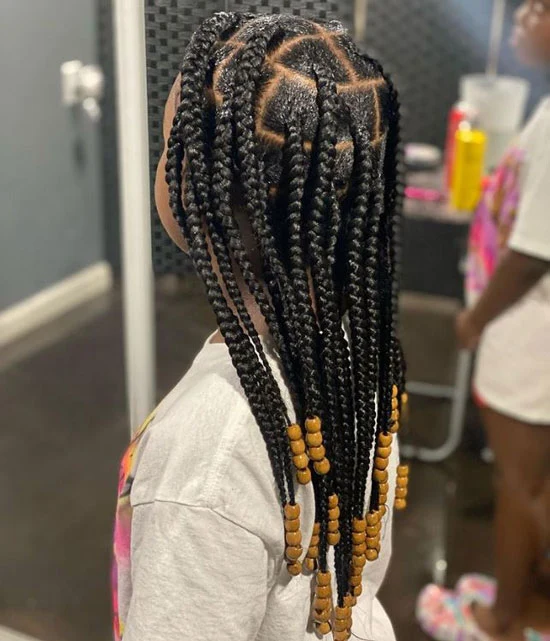 Knotless Box Braids with Wooden Beads