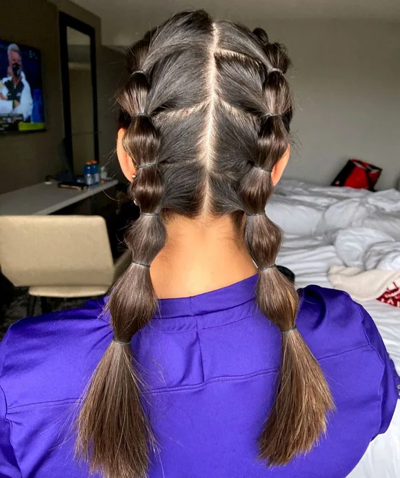 Bubble softball hairstyle