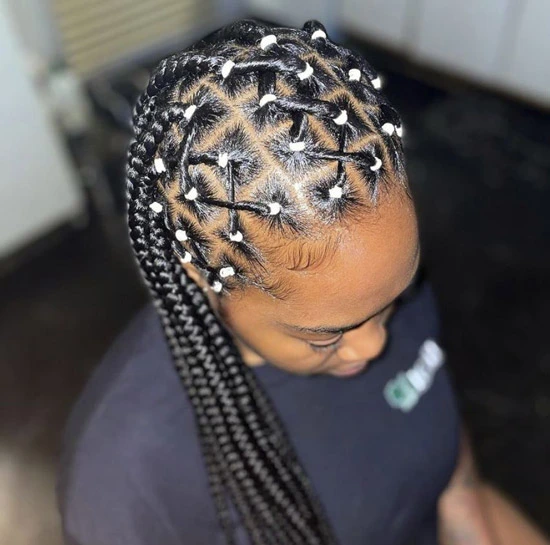 Small Box Braids with Rubber Band