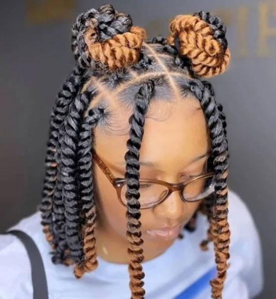 Box Braids Passion Twist With Double Bun