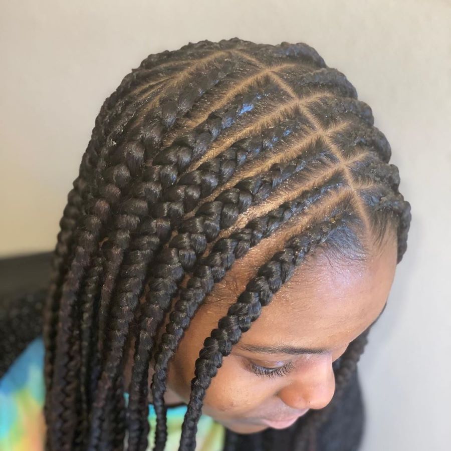 Center Parted Horizontal Braids