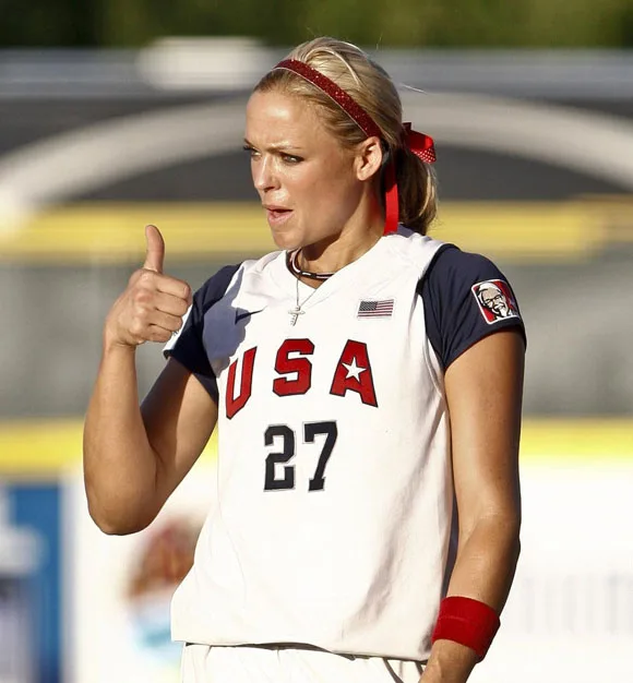 Jennie Finch in A Classic Ponytail with Headband