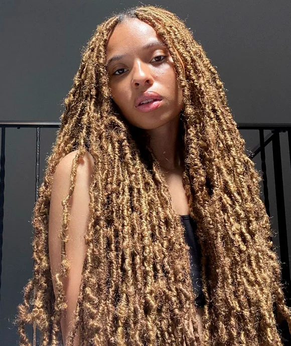 Honey Blonde Distressed Locs