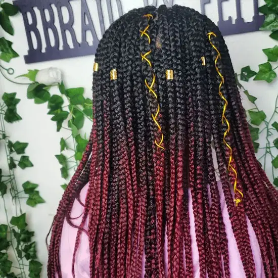 Ombre Box Braids with Beads