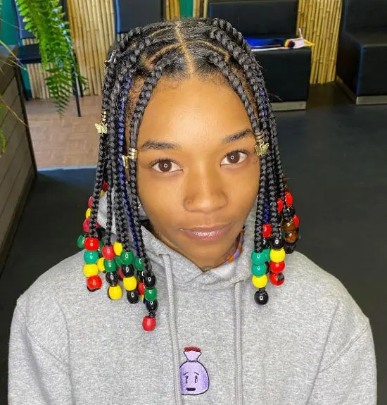 Multicolor Beads Box Braids