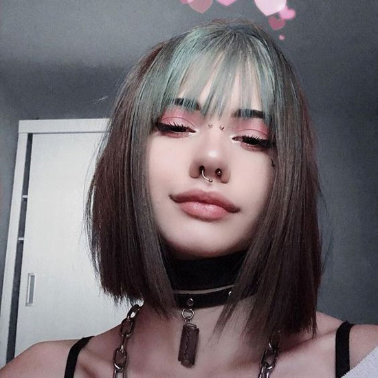 Short Bob With Colored Bangs