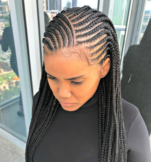 Layered Tribal Braids Side Part