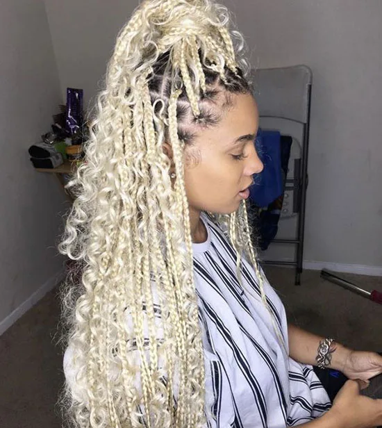 Half Loose Blonde Box Braids