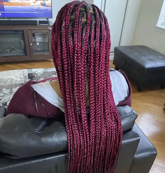 Small Burgundy Box Braids