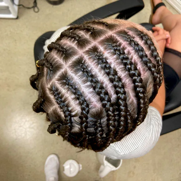 Half Box Braids, Half Cornrows