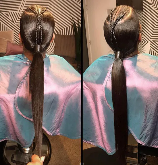 Middle Part Ponytail With Braids