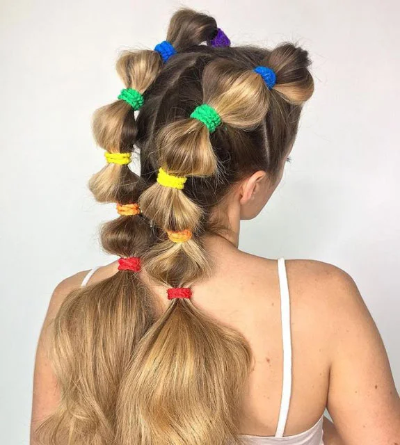 Bubble Braids with Rainbow Bands