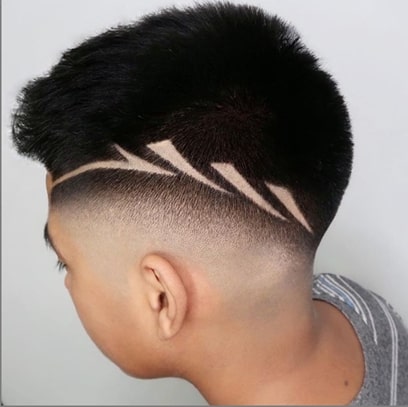 Forward Swept Hairstyle With Surgical Design And Fade