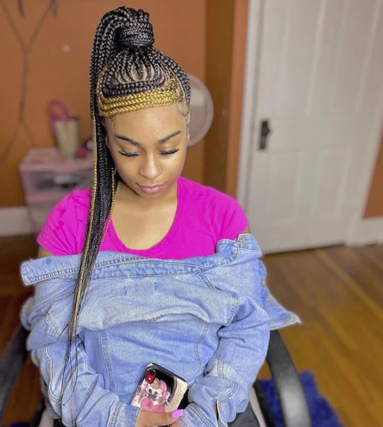 Ponytail Cornrow Braids with swoop