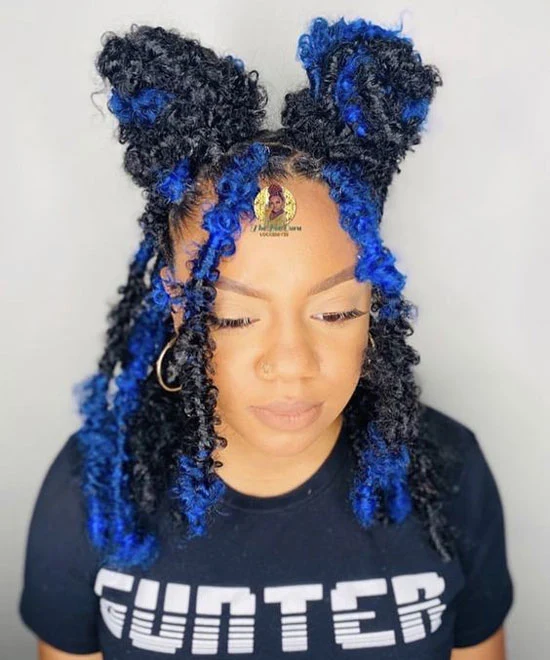 Butterfly Locs with Shades of Blue