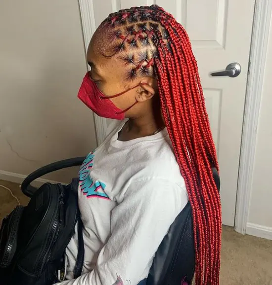 Red Hair Criss Cross Braids