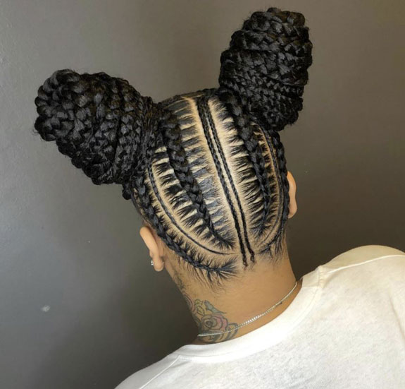 Space Bun Stitch Braids