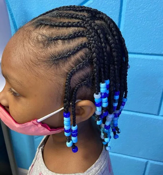 Box Braids with Blue Beads