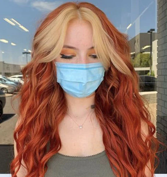 Orange Red with Blonde Hair