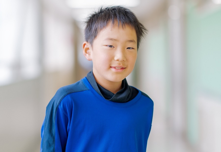 Asian boy with short hair