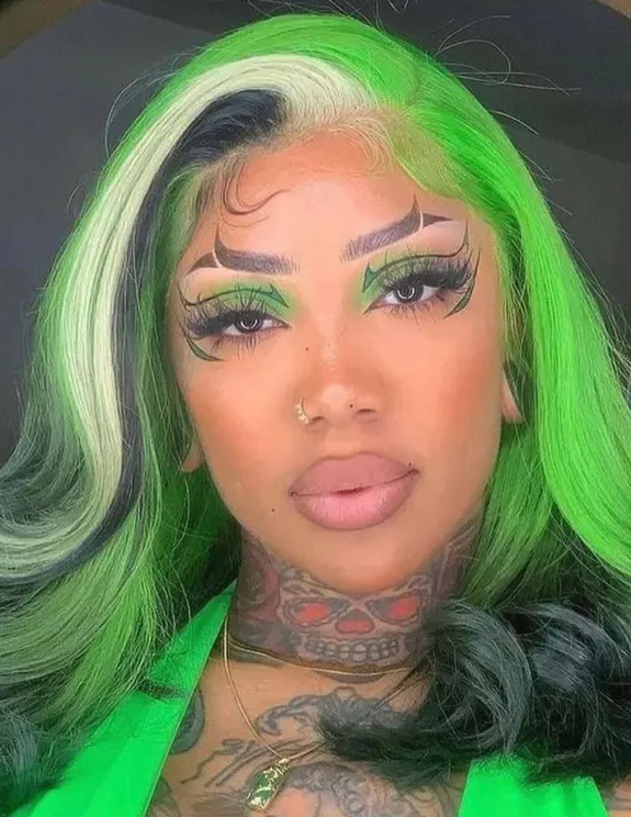 Green Hair With Blonde Highlights