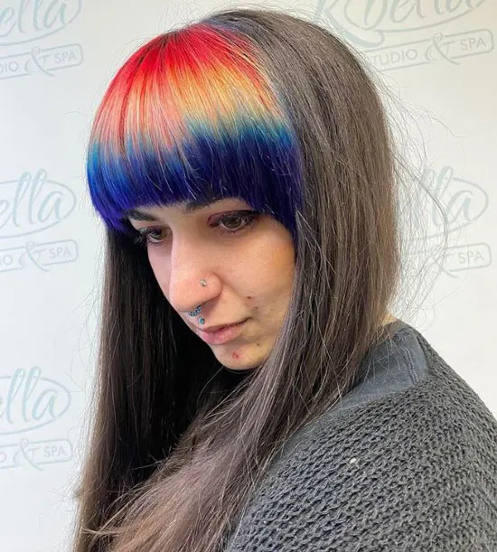 Rainbow Curtain Bangs