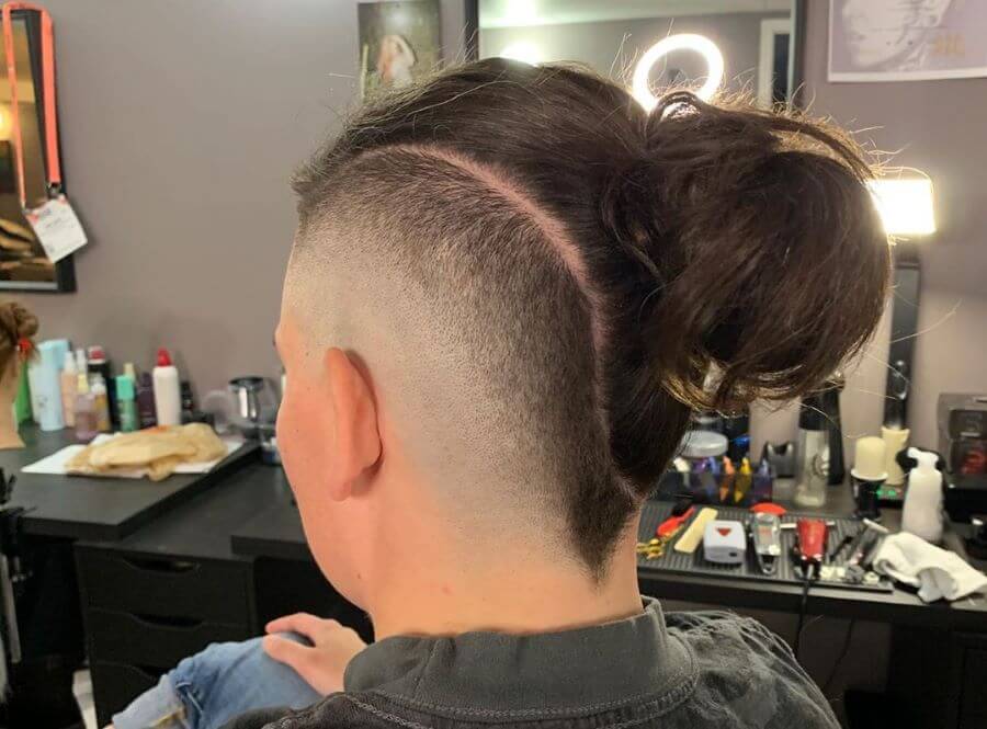 Faux Hawk Fade With Length On Top