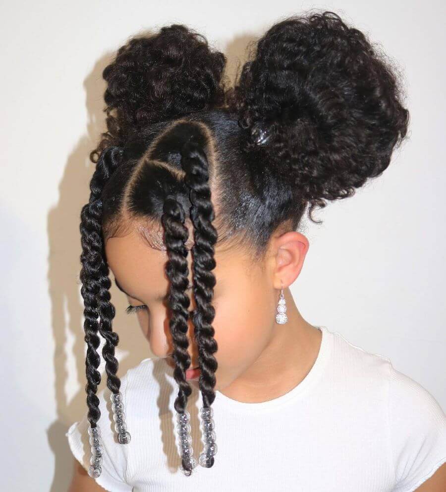 Curly Pigtails With Braided Bangs