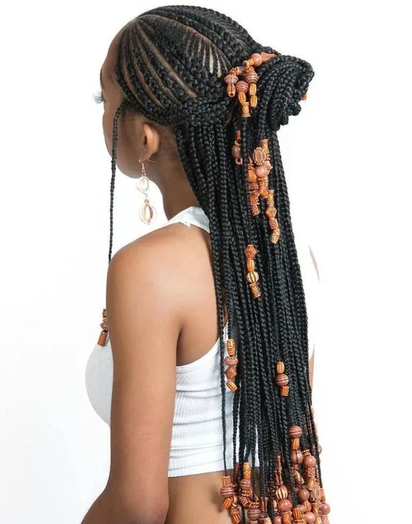 Long Tribal Braid with Beads