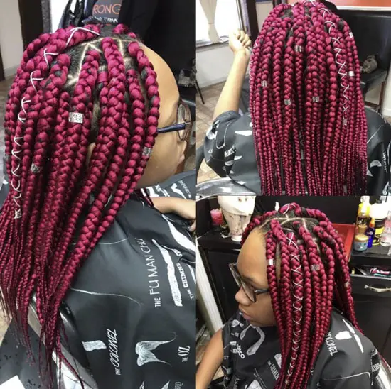 Red Jumbo Knotless Braids