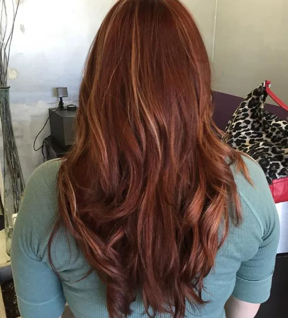 Mahogany Red Hair with blonde highlights